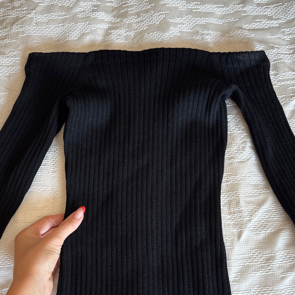 Michael Kors off the shoulder maxi black knit dress size XS